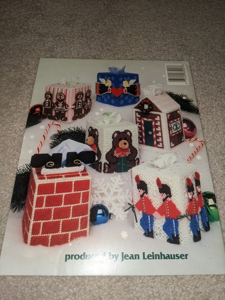 American School Needlework Christmas Tissue Box Covers in Plastic Canvas Pattern