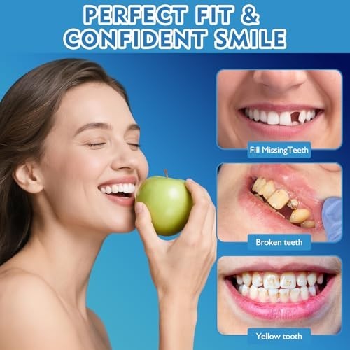 Moldable False Teeth Veneers - Silicone Dentures Set for Upper & Lower, DIY Smil