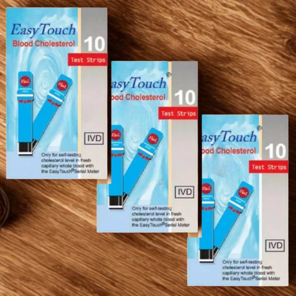 Original New 10 Test Strips Easy Touch For Cholesterol Level Check