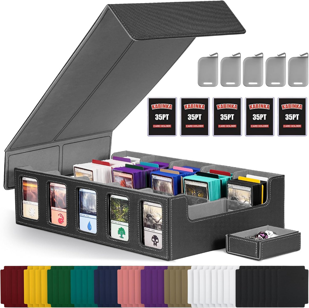 Trading Card Storage Box with Commander Display, 5-Row Deck Case with Removab...
