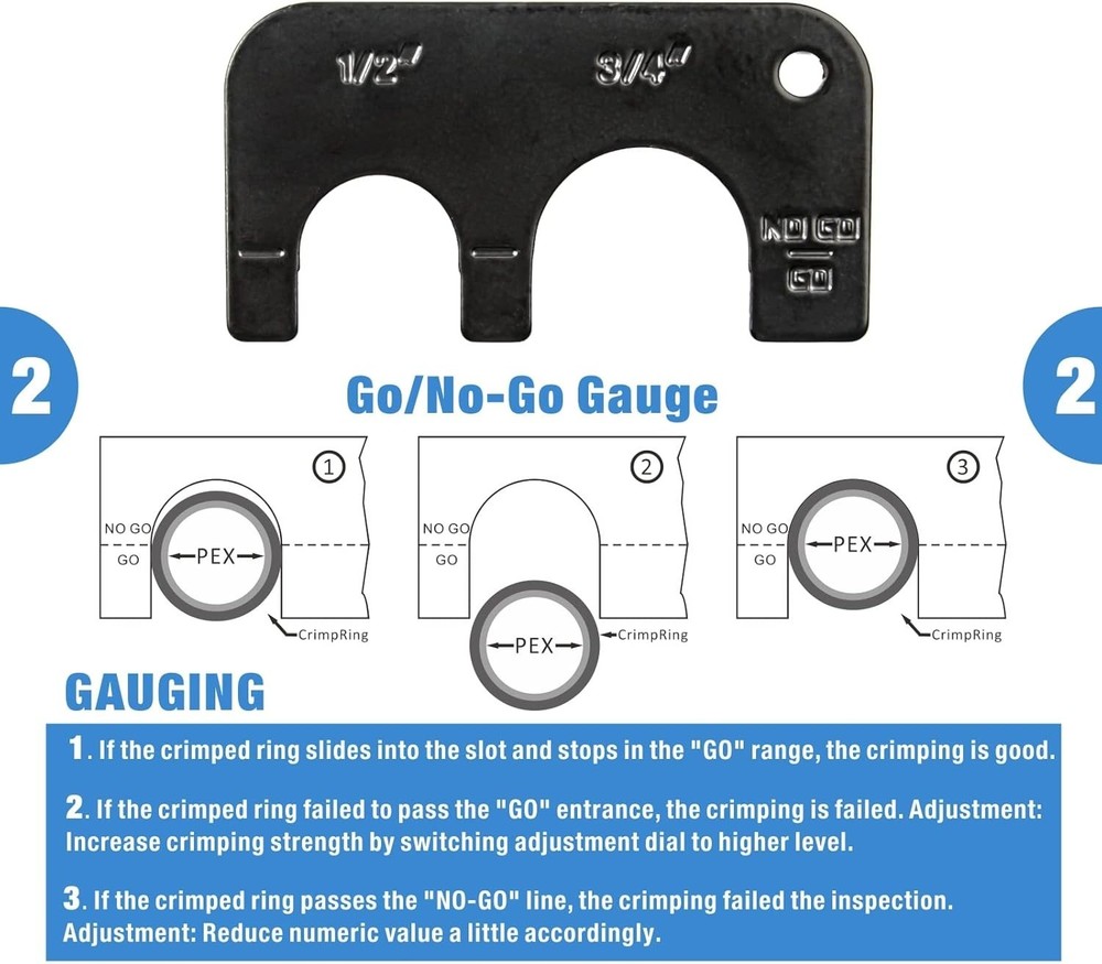 IWISS Combo Angle Head PEX Pipe Crimping Tool Kits for 1/2" 3/4" Pex Crimp