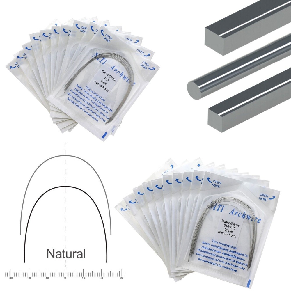 100 Pcs Dental Ortho Super Elastic Niti Rectangular/Round Type Arch Wire Natural