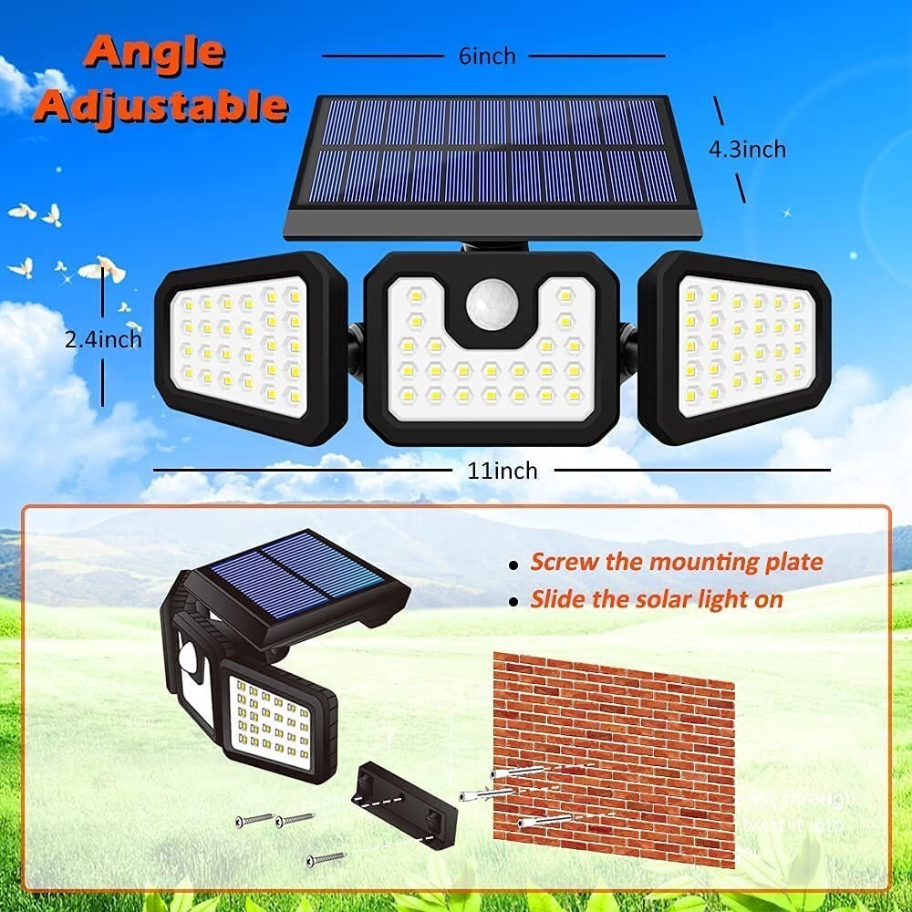 2 Pack LED Motion Sensor Solar Lights ,Outdoor IP65 Waterproof Security Lamp HOT