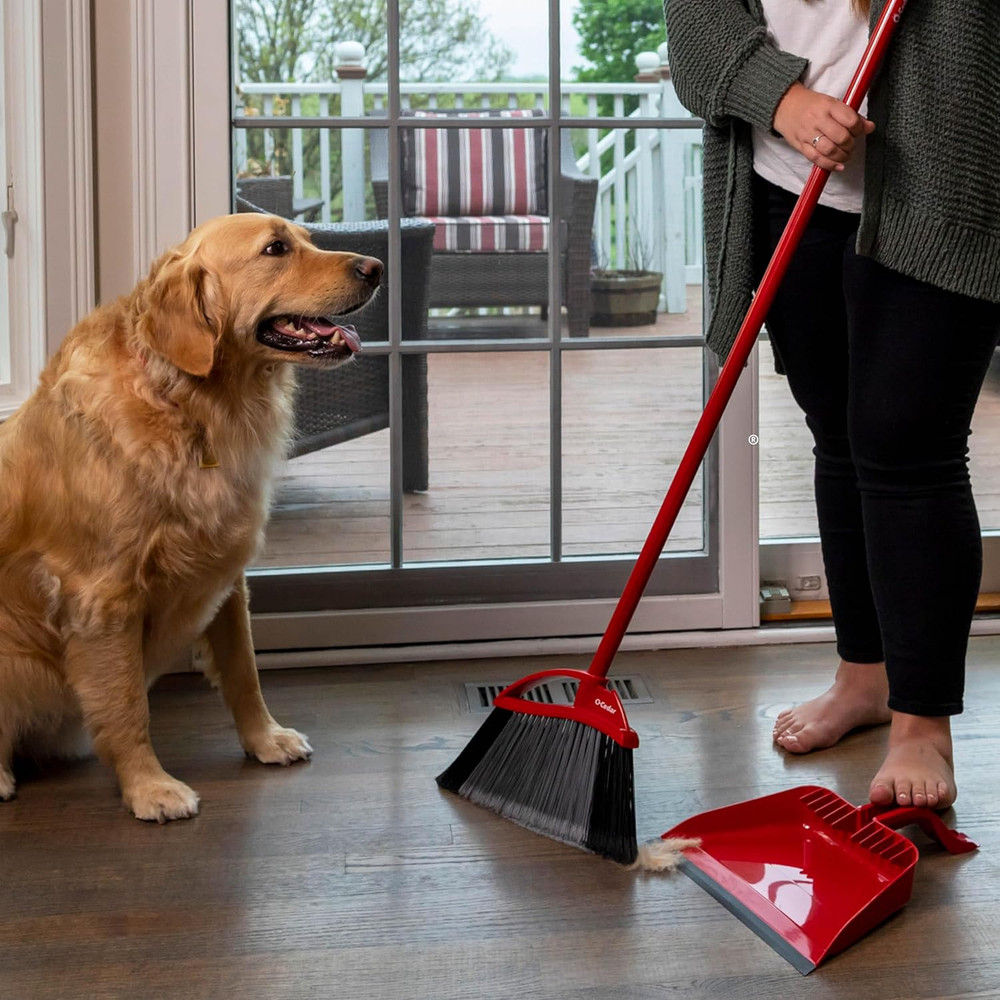 O-Cedar Pet Pro Broom with Step-On Dustpan | Remove 99% with One Sweep | Removes