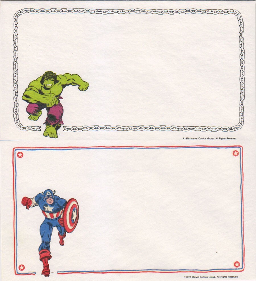 Marvel Superhero Notes/Stationary Set (1978)