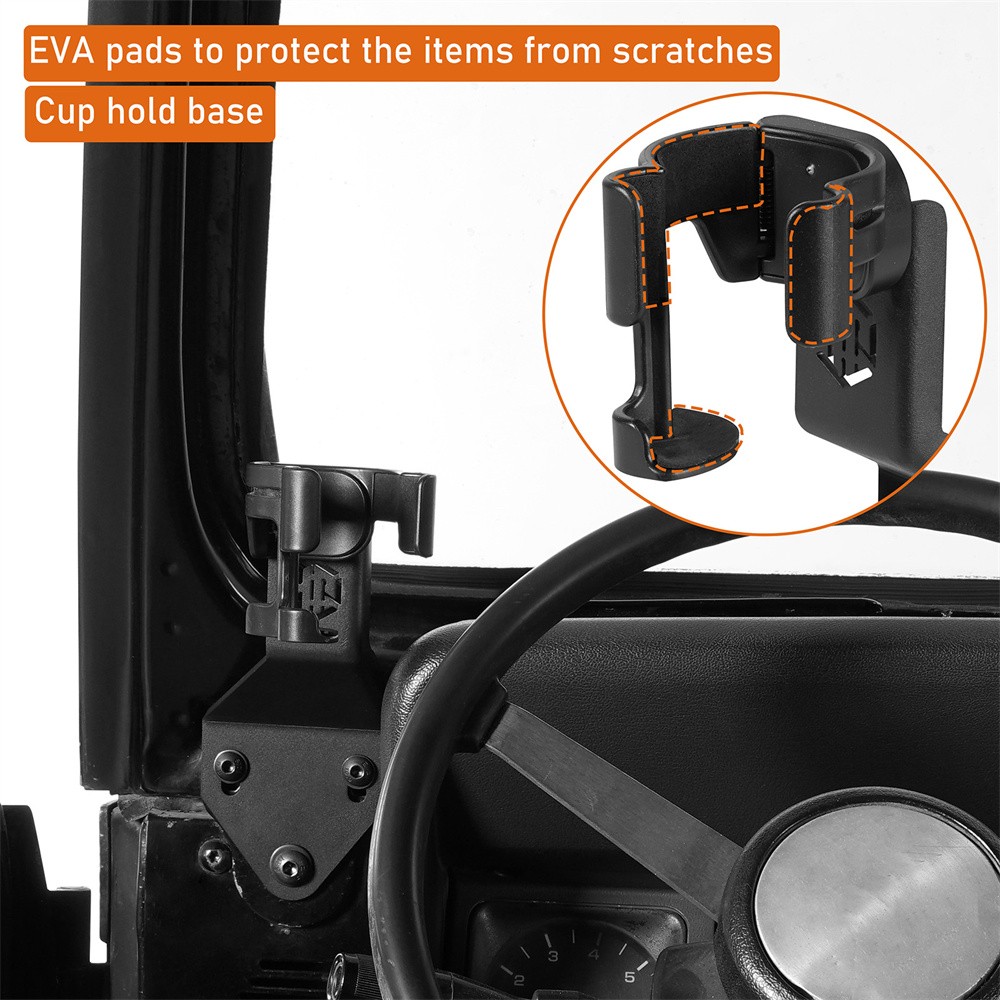 Fit 87-95 Jeep Wrangler YJ Multi-Function Drink Cup Holder Phone Mount Bracket