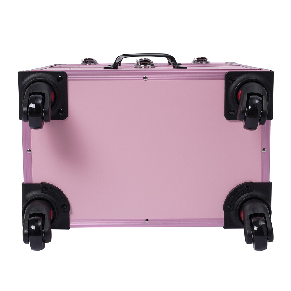 Rolling Makeup Train Case with Drawers Professional Cosmetics Storage Organizer