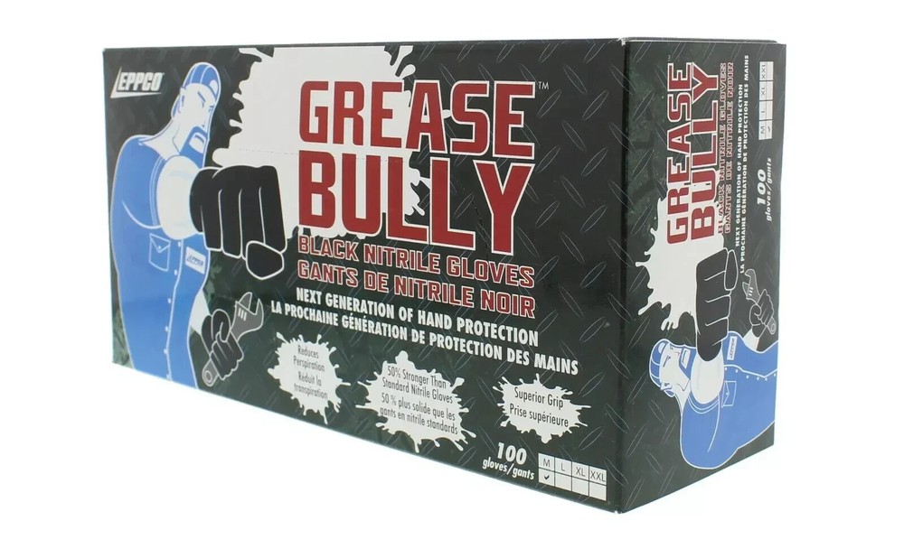 Grease Bully Nitrile Gloves - 6MIL - Black - 10 Boxes