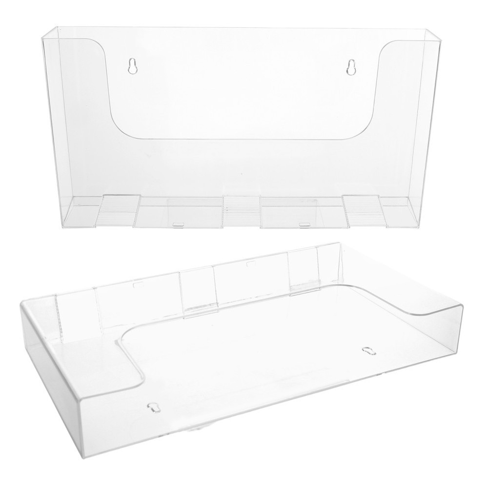 2 Pcs Wall Document Holder Mounted Magazine File Rack Hanging Sorter Clear