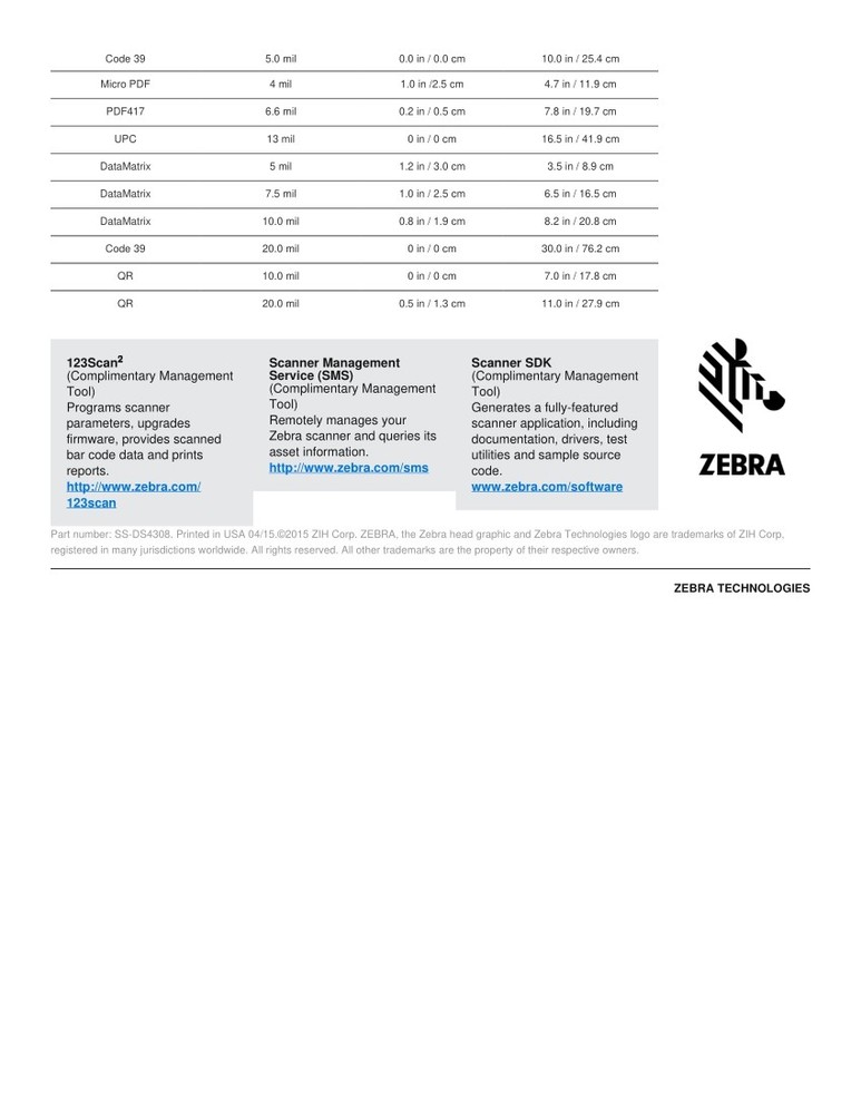 Zebra Symbol 1D/2D Handheld USB Barcode Scanner Reader Kit DS4308-SR00007ZZAP US