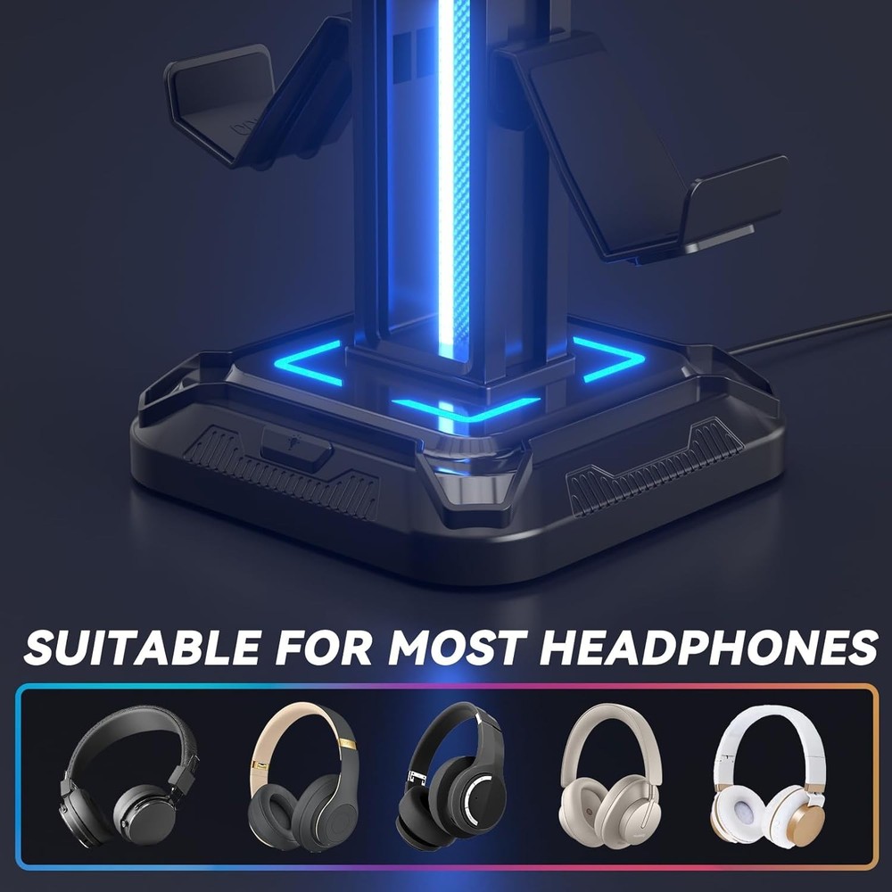 Rotatable Headphone Stand with Detachable Controller Hook