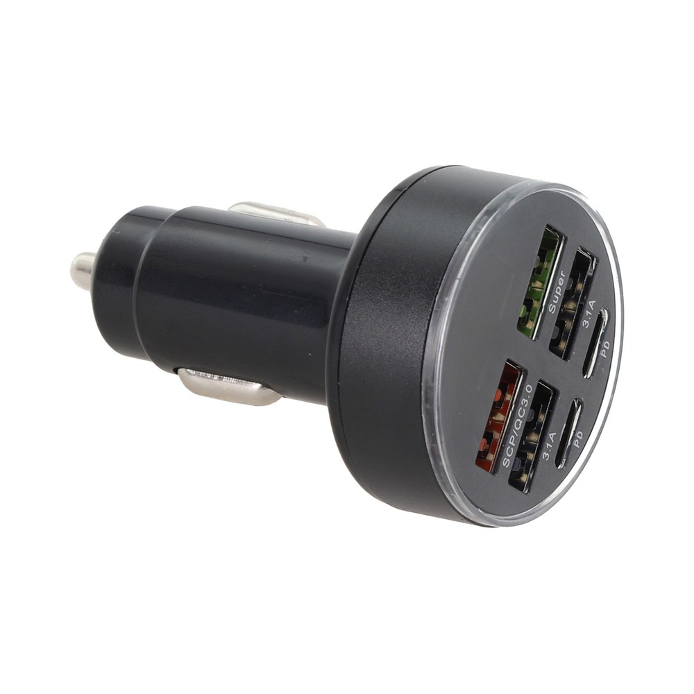 Powerful Car Charger with Multiple USB Outputs and LED Voltage Display