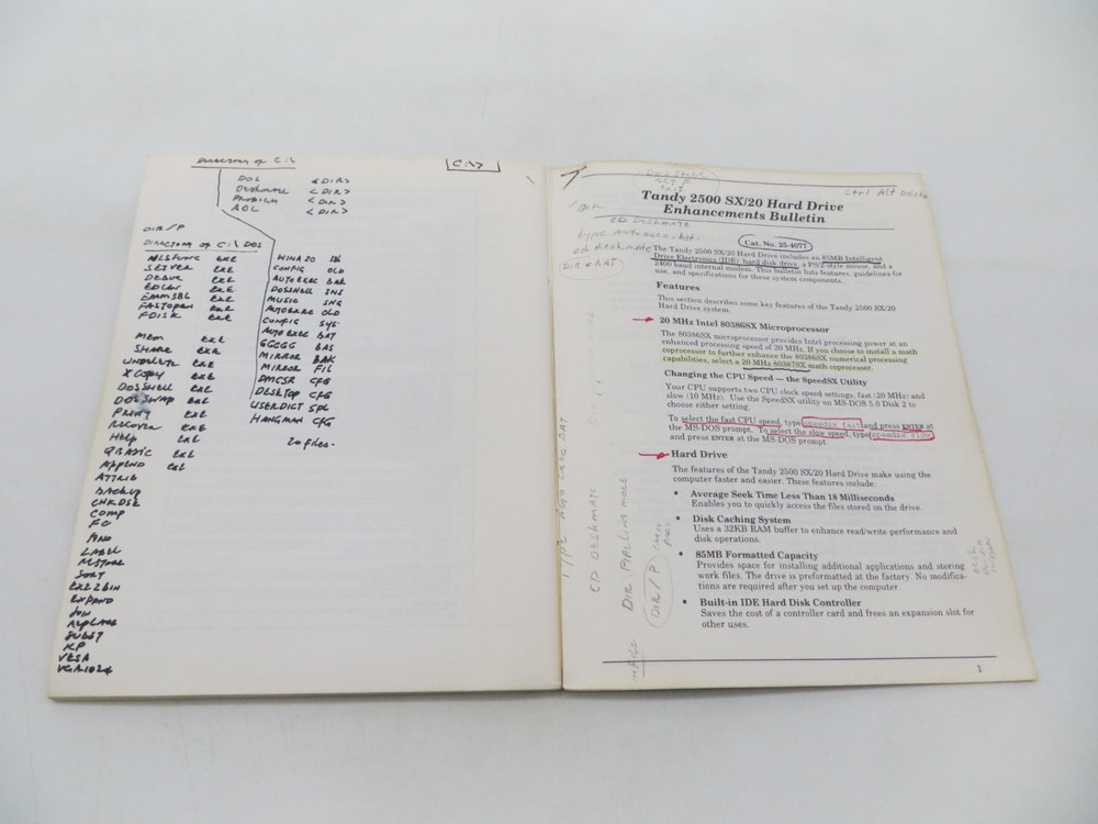 TANDY 2500 SX User's Guide (1991, Paperback) Vintage Computer Book