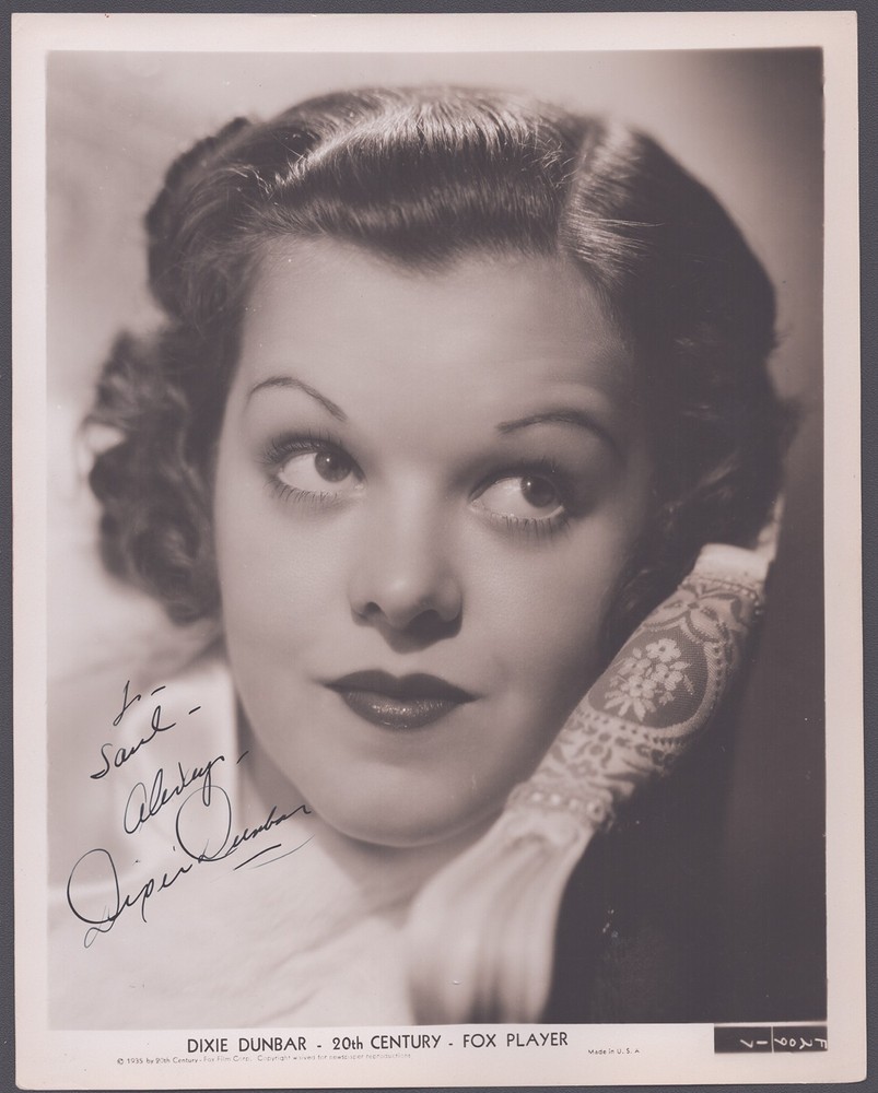 DIXIE DUNBAR - INSCRIBED PHOTOGRAPH SIGNED CIRCA 1939