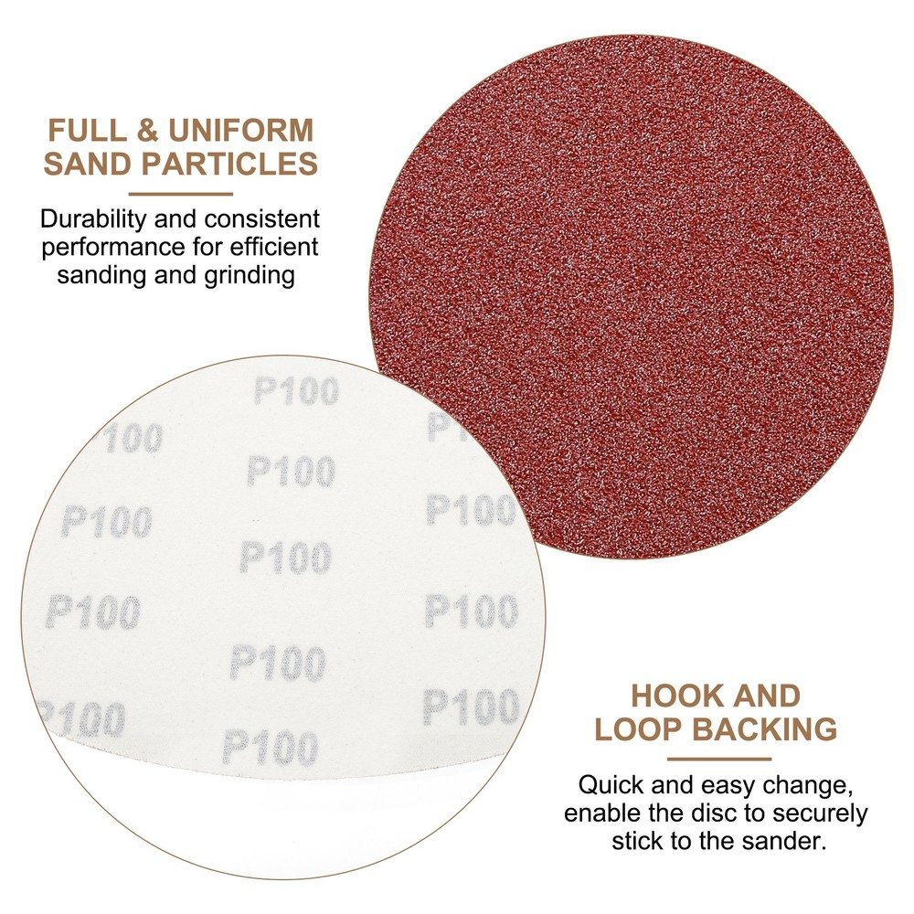 2pcs 10" Hook and Loop Sanding Discs 100 Grits Aluminum Oxide Sandpapers