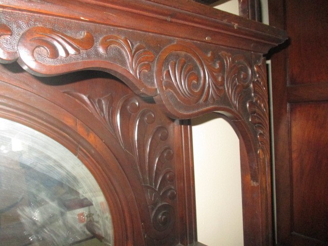 Antique Victorian Walnut Sideboard w/ Brown Marble Top