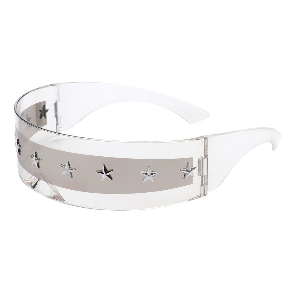 Cyclops Shield Sunglasses Star Studs Mirrored Mono Lens Rectangle UV 400