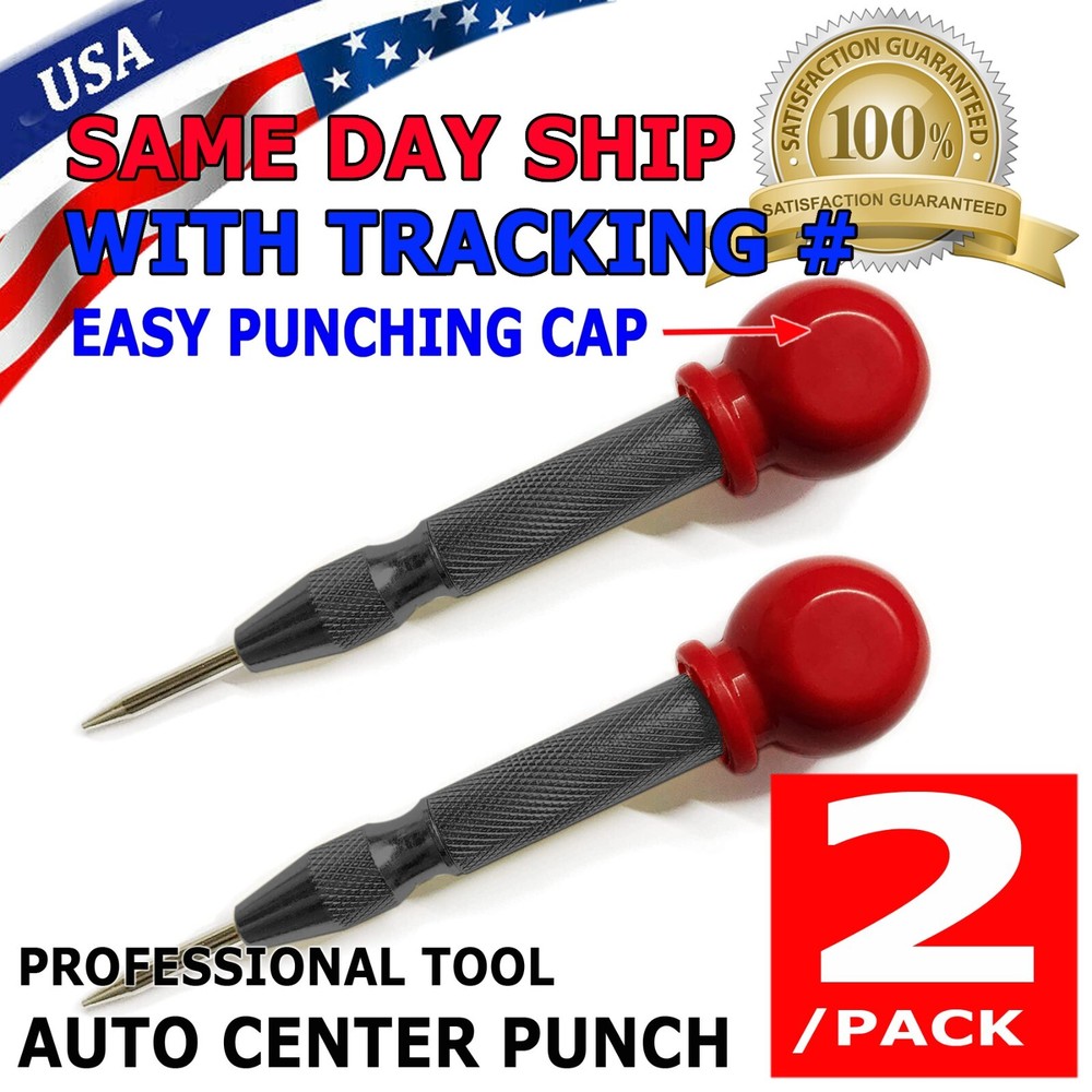 2PC Automatic Center Punch Strikes Surface Hammer Spring Loaded Window Breaker