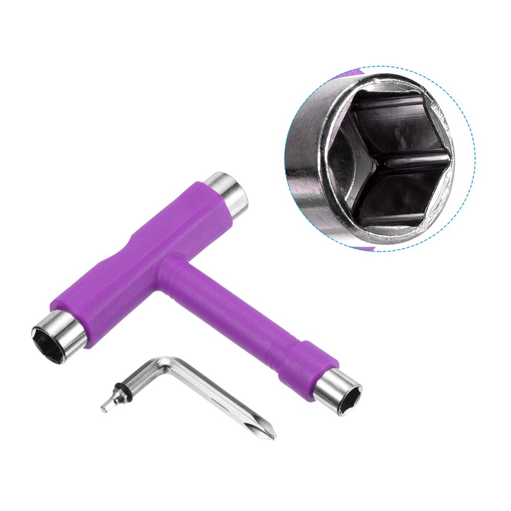 All-In-One Skate Tool Multi-Function Portable Skateboard Tool T Tool Purple