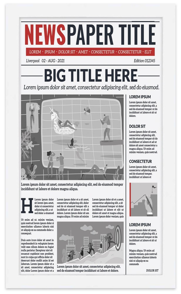 Solid Wood Newspaper Frame Matte White Finish Size 18.5x12.5