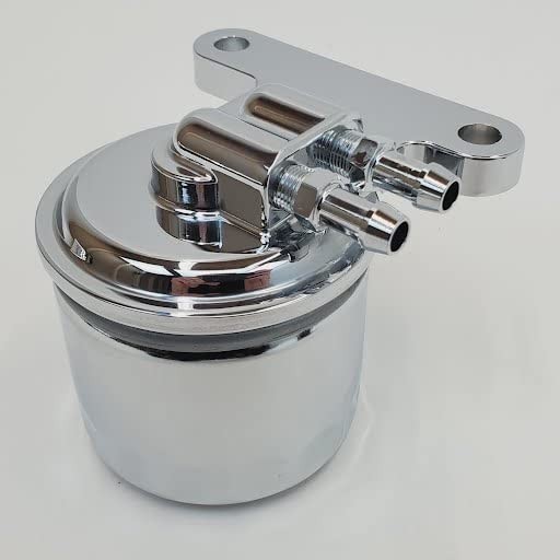 Chrome Universal Remote Oil Filter Relocation Kit with Custom Mount & Filter