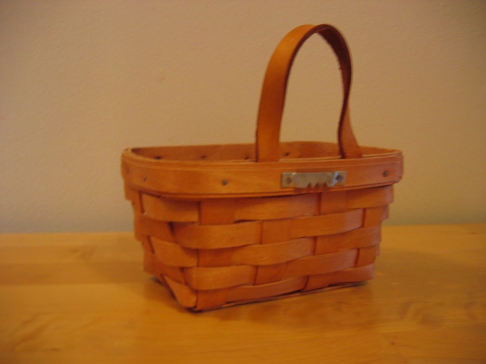 LONGABERGER Small Deep Basket with Leather Handle