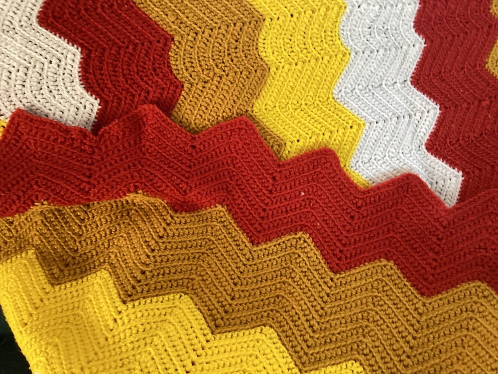 Sofa Afghan Throw White, Yellow, Gold, Amber