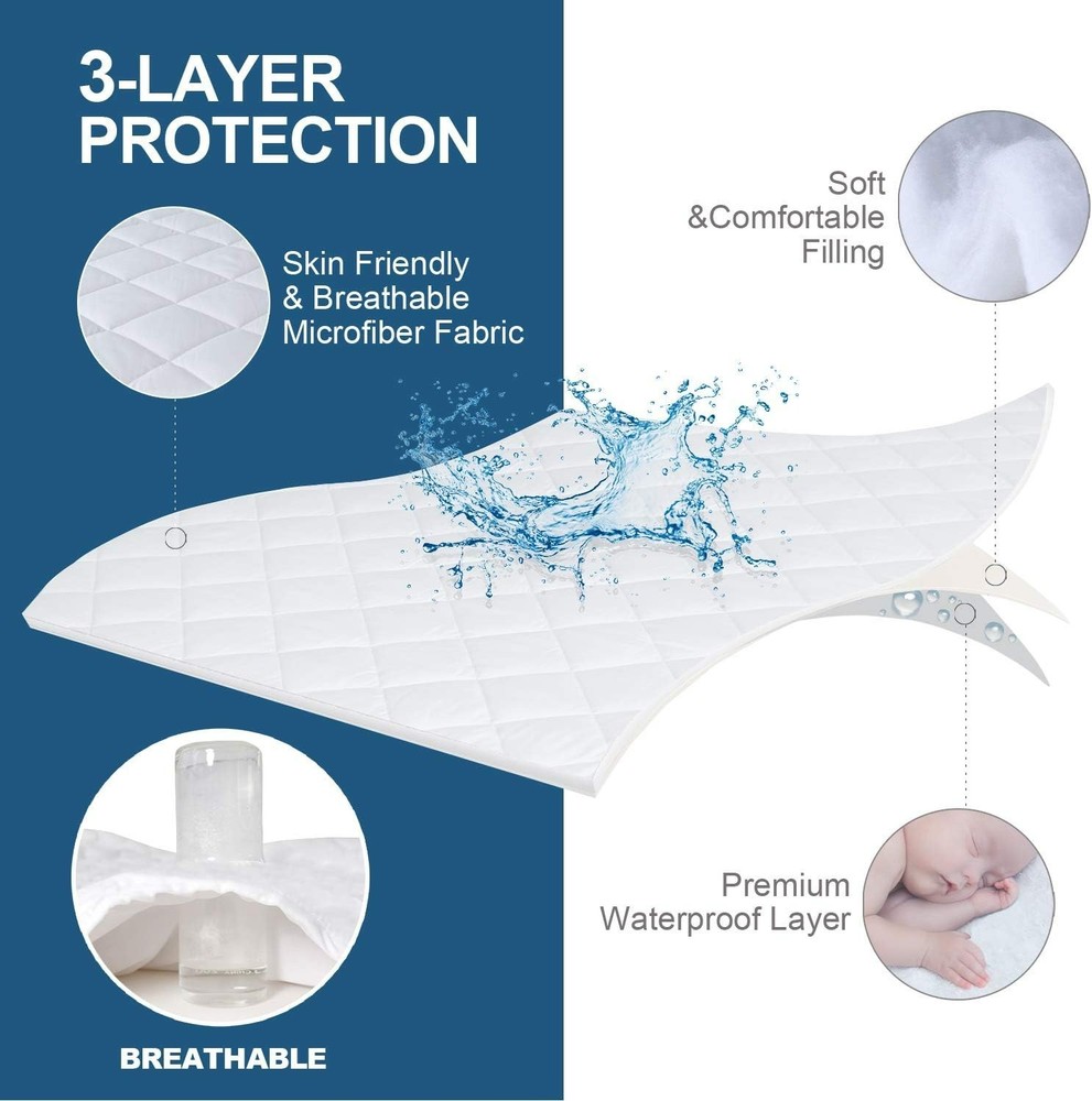 Waterproof Split Top King Mattress Pad Protector for Adjustable Bed (34" Split)