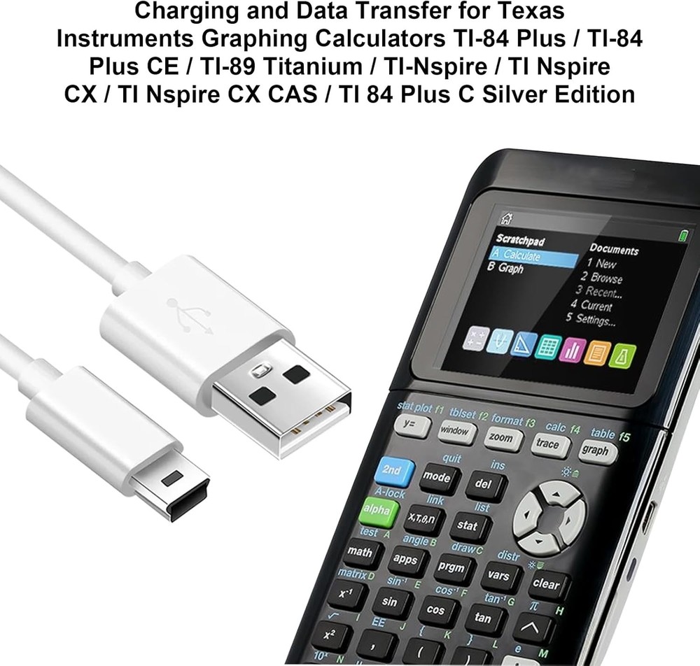 (2 Pack) Mini USB Charger and Data Cable for Texas Instruments White