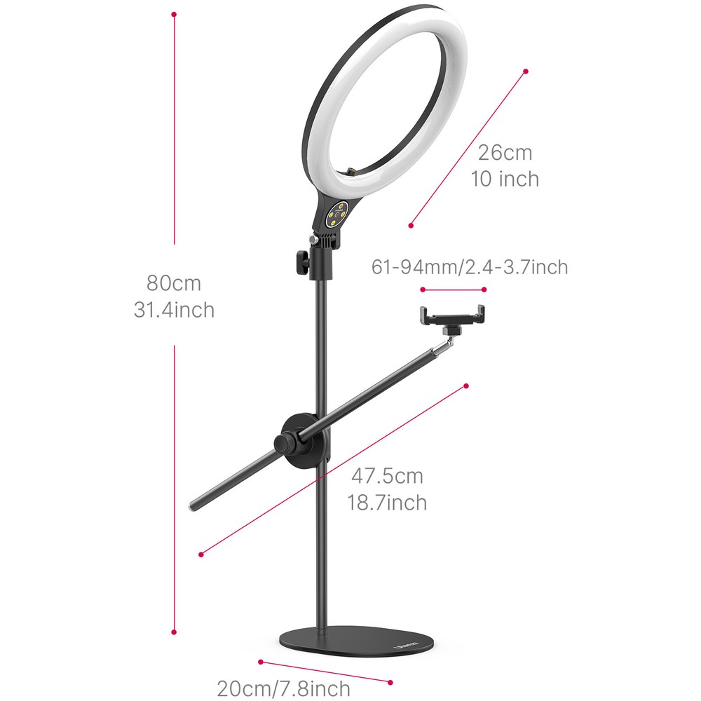 Ulanzi Desktop Ring Light Set with Overhead Shooting Bracket Fill Light