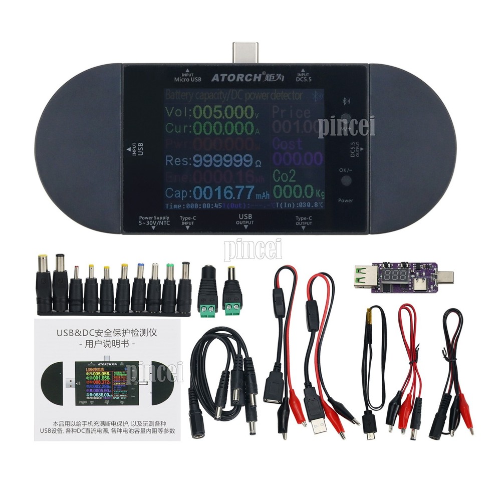 ATORCH UD24 USB Voltmeter Voltage Current Meter DC Digital Tester (Full Set)