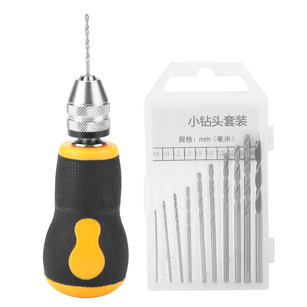 Micro Mini Hand Drill Tool, Portable Tool Set Small Hand Drill & 10 pcs Twist...