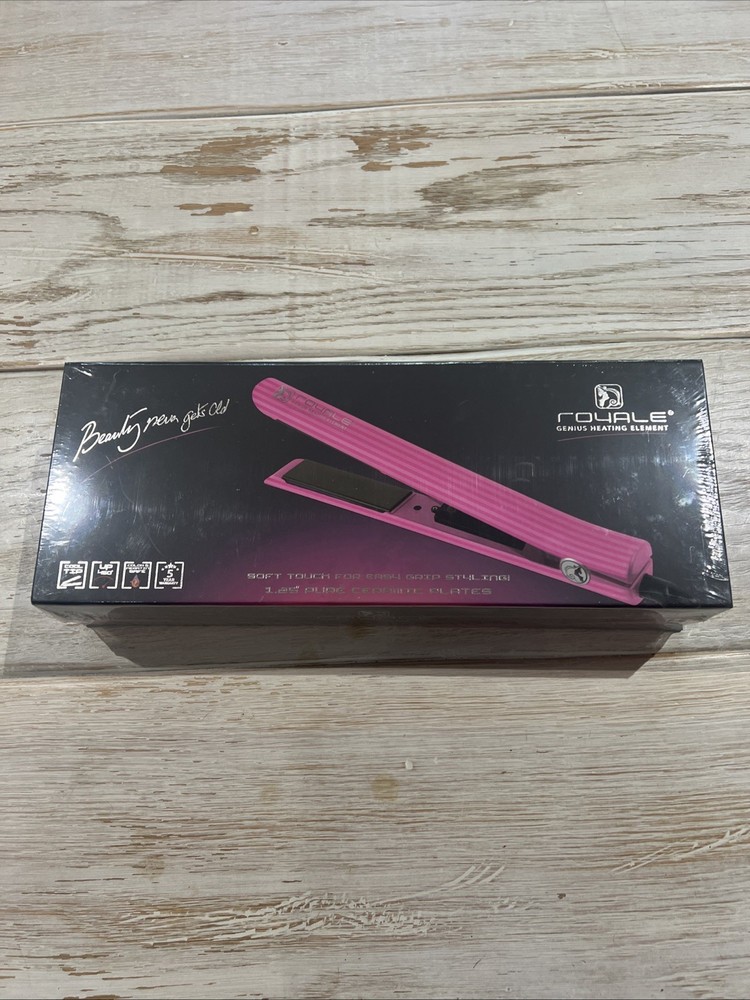 Royale Genius Heating Element professional Ceramic flat Iron Pink Stripes. New!