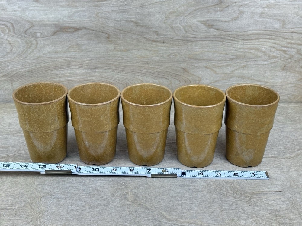 Lot 5 Vintage 1960s US Army Mess Hall Cups Melmac Melamine Stackable Durable