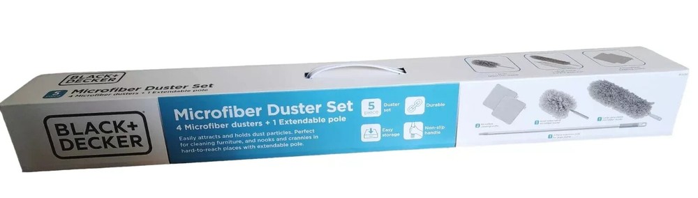 Black & Decker 5PC Microfiber Duster Set with Extendable Pole Cleaner