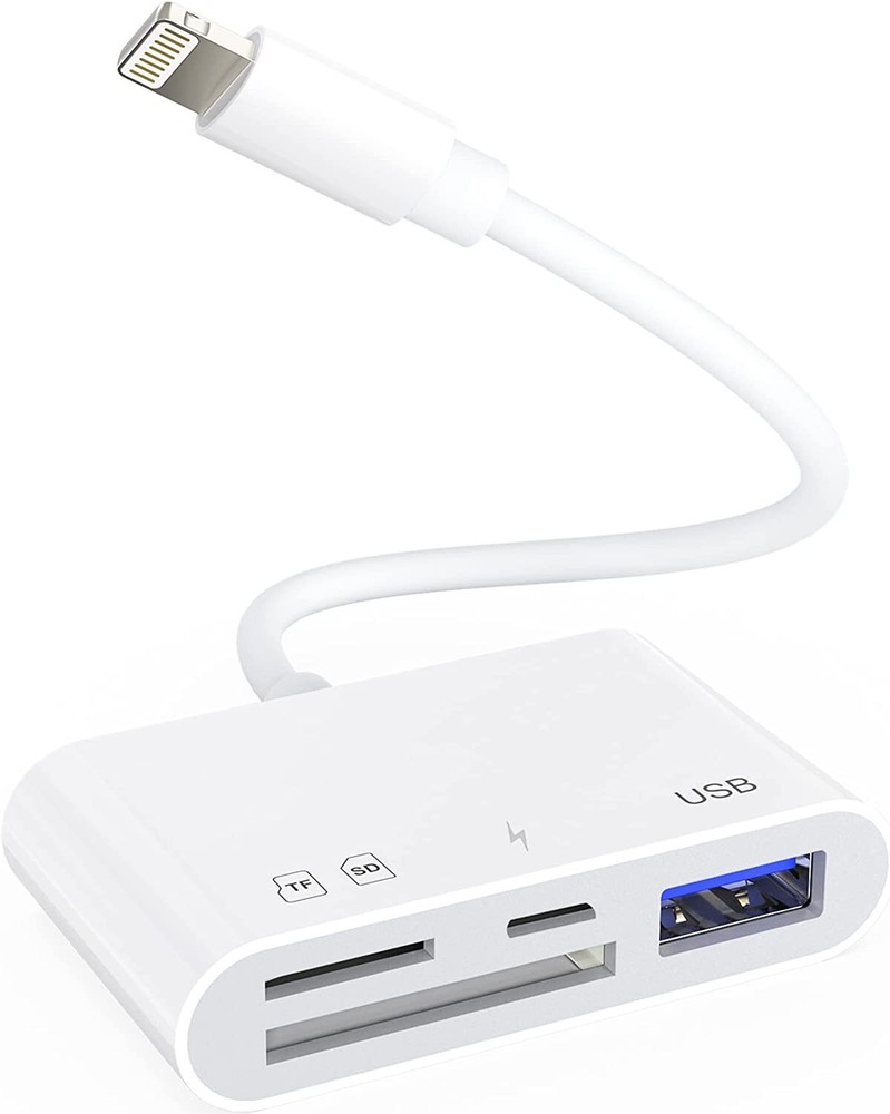 SD Card Reader for iPhone iPad, 4 in 1 Micro SD/SD Card Reader to iPhone Adapter