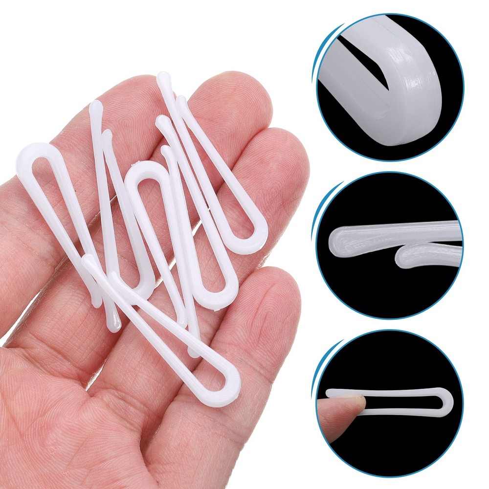 60pcs Durable Plastic Alligator Clip, 1.61" White U Shape