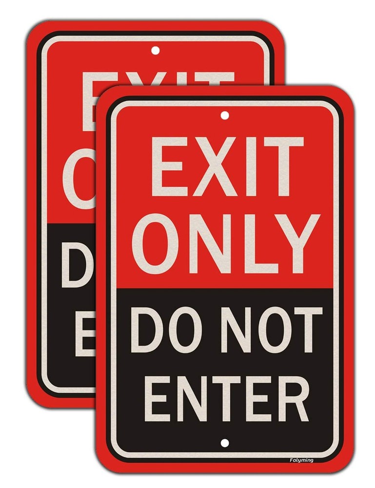 2 Pack Exit Only Do Not Enter Signs 18 x 12 Inches Large Exit Only don't Ente...