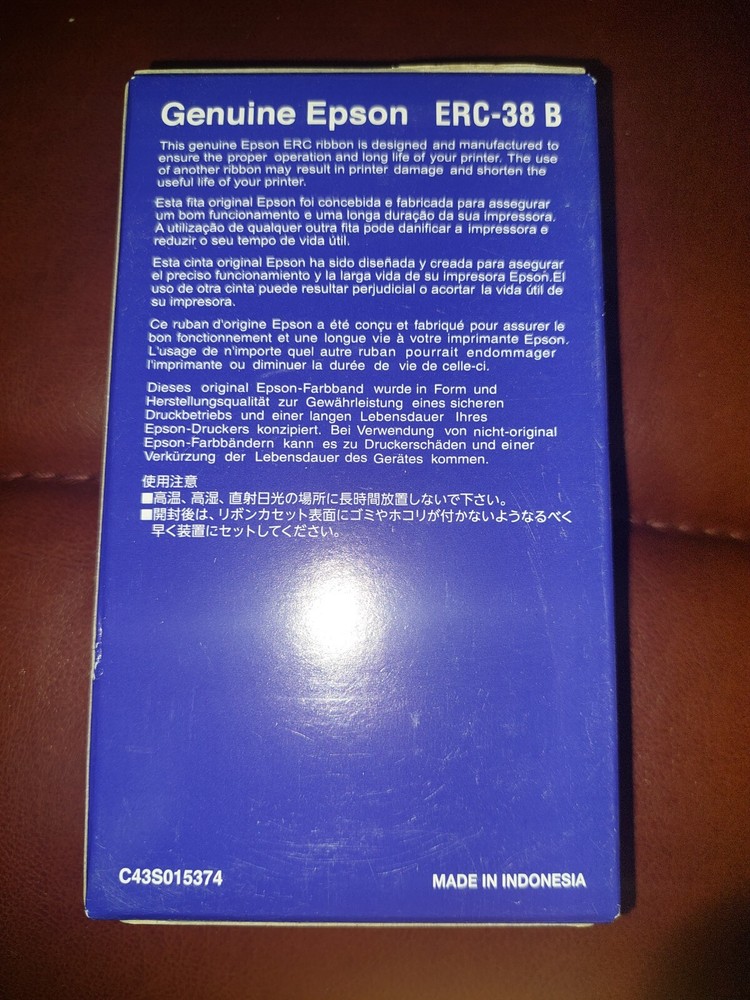 18 Genuine Epson ERC-38B Black Printer Ribbon Cartridges