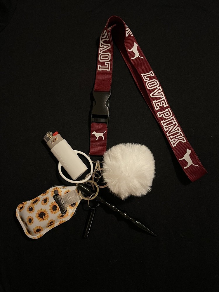 Pink Lanyard Key Chain Set