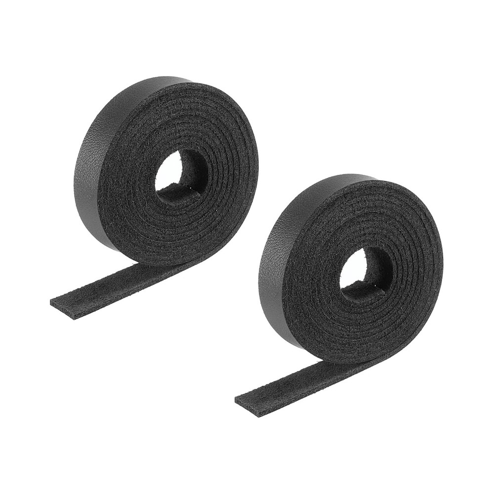 Faux Leather Straps Strip Leather String 1cm/0.4" Width, Black,2pcs