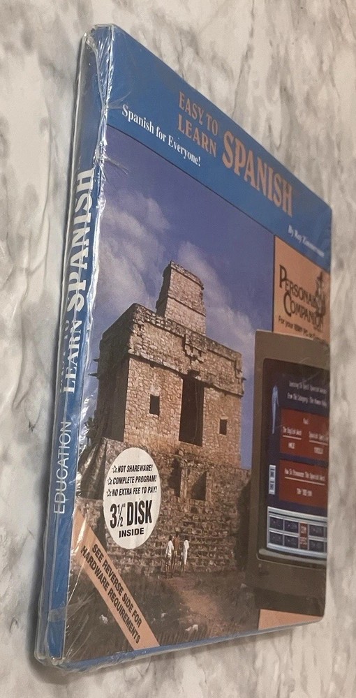 EASY TO LEARN SPANISH (1994) PC 3.5” Floppy Disk DOS SEALED Language Tutor