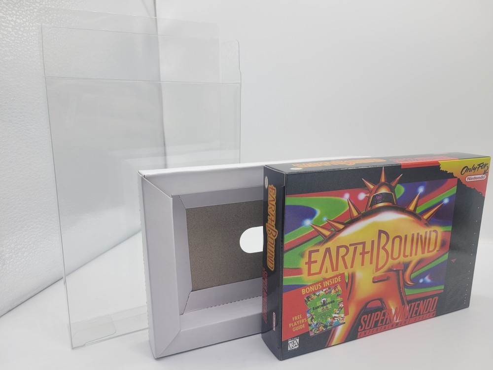 EARTHBOUND BOX ONLY SUPER SNES REPLACEMNT BOX INCLUDES INSERTS + CLEAR CASE