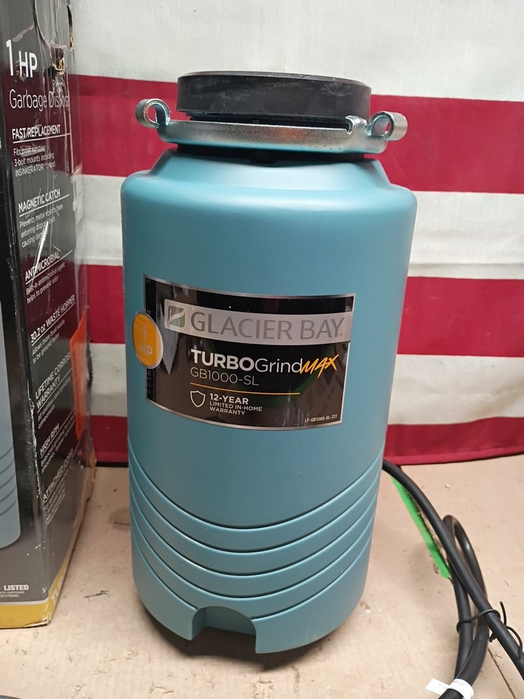 Glacier GB1000-SL, Bay Turbo Grind Max 1 HP Garbage Disposal, Open Box,