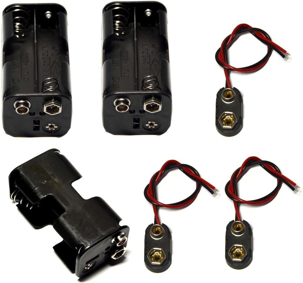 Efficient Battery Organization: 4 AA Battery Holder with 9V Connector (3 Units)