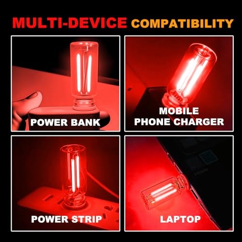 2 PCS USB LED Car Interior Atmosphere Light, Touch Control Adjustable Red