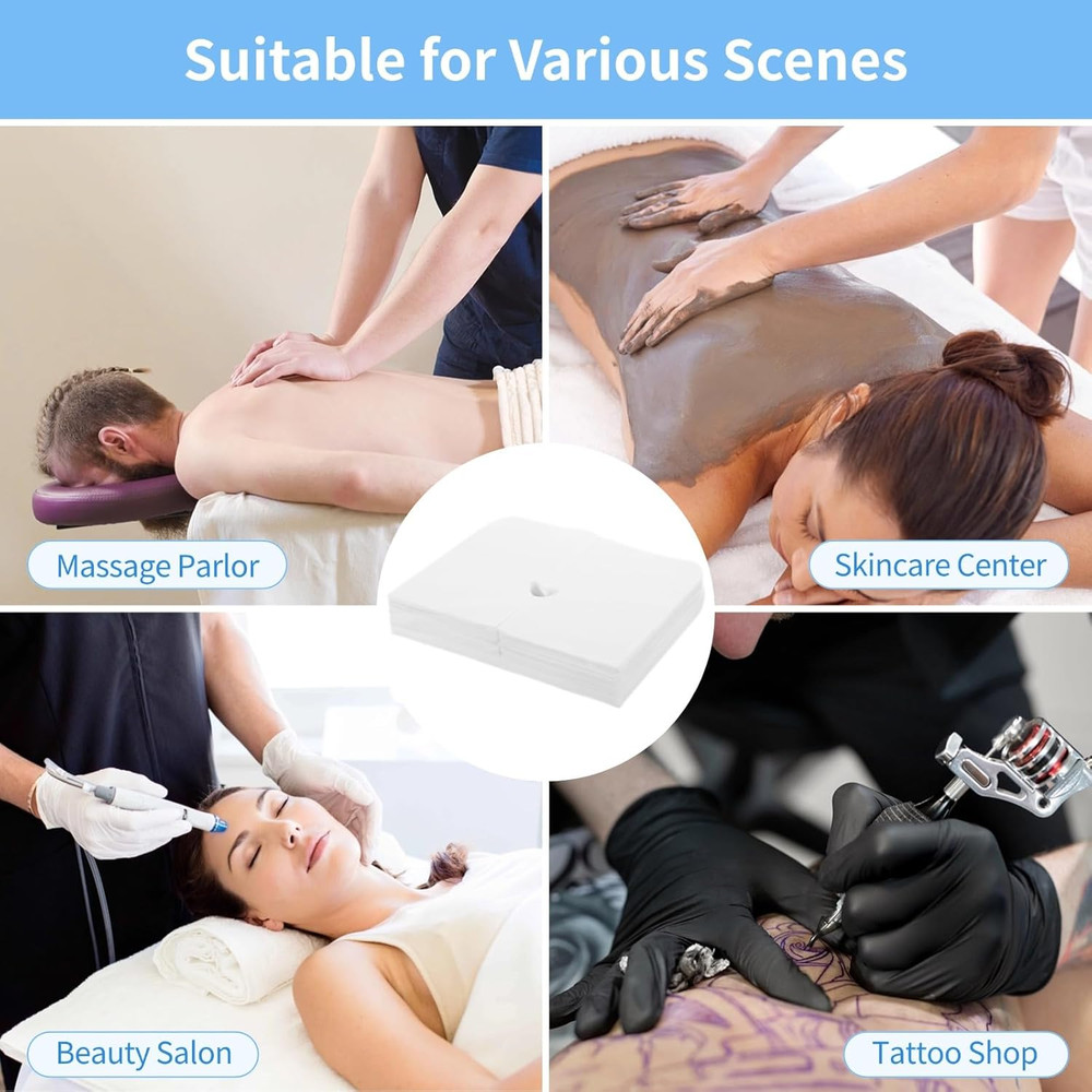 100PCS Disposable Face Cradle Covers, Disposable Massage Headrest Cover, Sing...