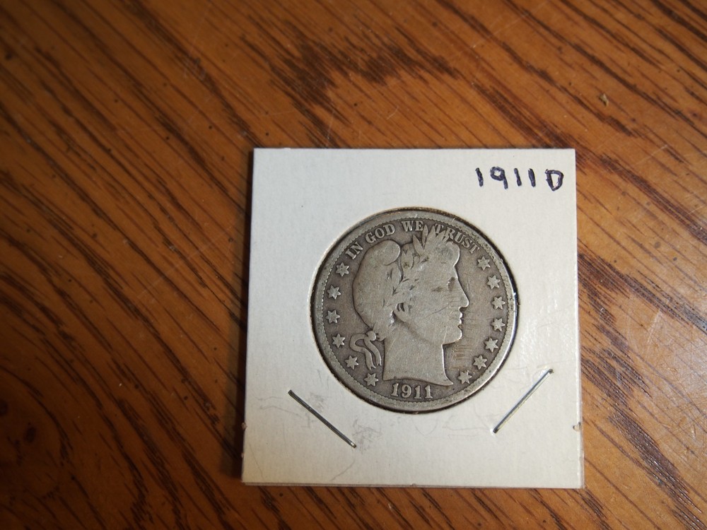 `1911 D Barber Half, good + condition, 90 % silver