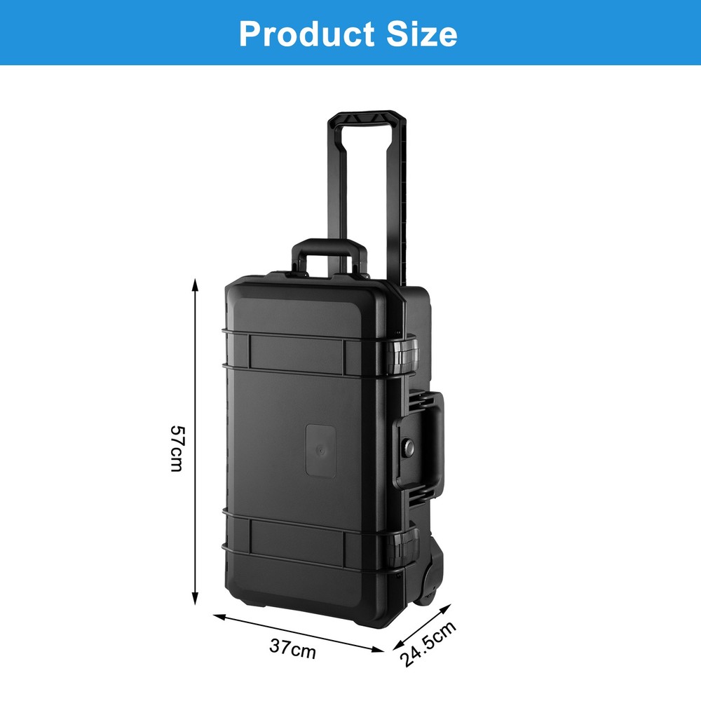 2.5cu Waterproof Rolling Protective Case,Hard Compact Camera Case W/Handle Wheel
