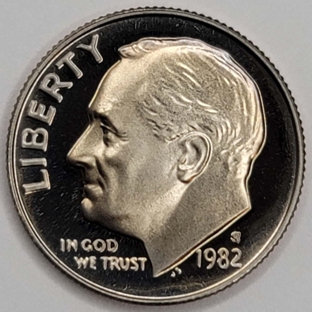 1982 S Gem Proof DCAM Roosevelt Dime - CN-Clad